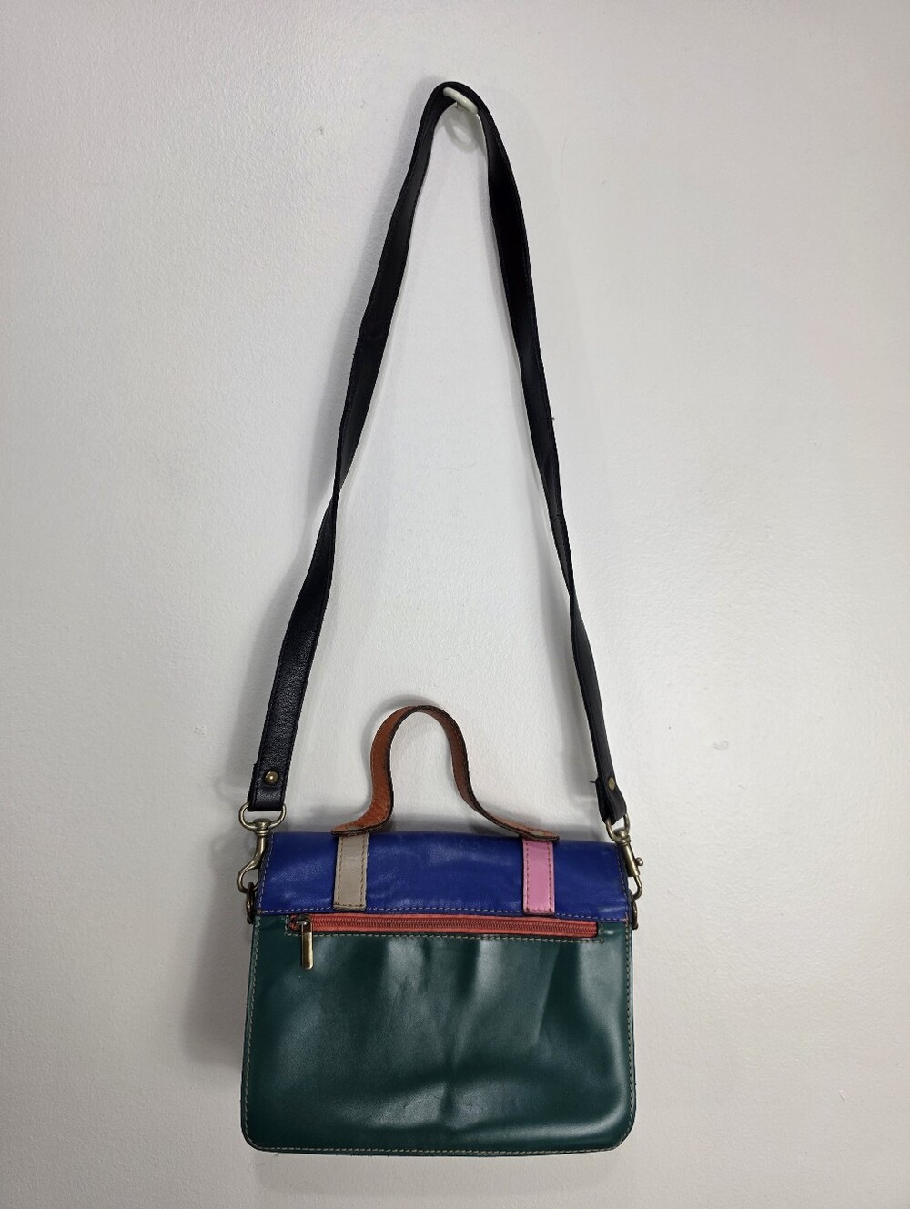 Colorblock Leather Crossbody Satchel Bag - Picture 5 of 12